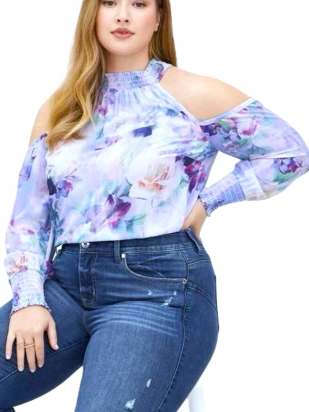 TORRID High Neck Cold Shoulder Georgette Blouse. Plus Size 4